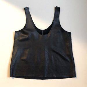 UO Silence+Noise Genuine Leather Perforated Hem Tank Sz Medium